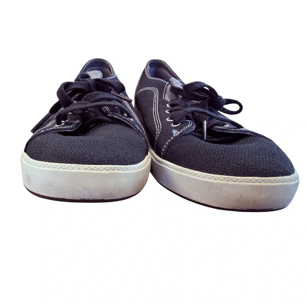 Ahnu Mens Black Canvas Grey Suede Low Top Sneakers AF2569BLK Size 10 US